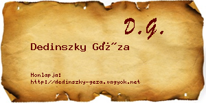 Dedinszky Géza névjegykártya